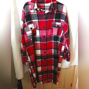 Plaid Button-Up Shirt in Pink and Black